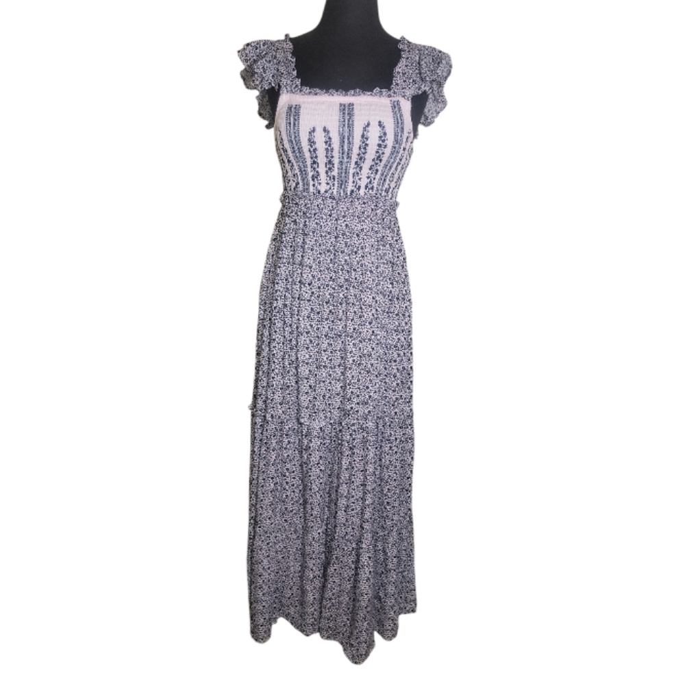 Jessica Simpson floral maxi dress Small boho tiered ruffle fit flare Cottagecore